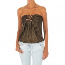 Women's Sleeveless T-shirt with wide knit top effect 10DMT0084
