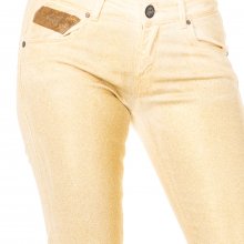 Pantalón elástico efecto brillante con bajos con corte pitillo HWT012 mujer