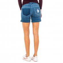 Women's denim shorts with hem bottoms and belt loops LWB002