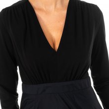 Women's long sleeve V-neck long dress KWD005