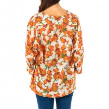 Women's 3/4 sleeve blouse with round neck and V opening LWU001