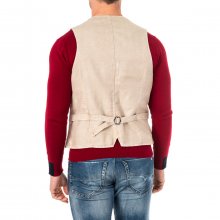 Men's fine knit vest with adjustable belt V-neck HMJA11