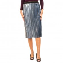 Straight cut skirt with shiny and horizontal effect KWKG01 woman