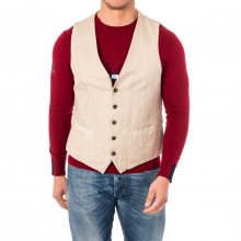 Men's fine knit vest with adjustable belt V-neck HMJA11