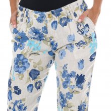 Long Linen Pants with narrow cut hems 10DBF0413 woman