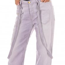 Long denim pants with straight cut hems 10DTU0010-G036 woman