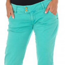 Pantalon Tejano Largo con bajos con corte estrecho 70DBF0361-G131 mujer
