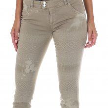 Pantalon Tejano Largo de tejido elástico 70DBF0518-G291 mujer
