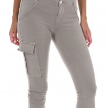 Pantalon largo de felpa con tejido elástico 10DBF0549-J100 mujer