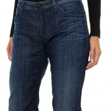 Long worn effect denim pants 6Y5J28-5D30Z woman