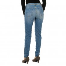 Women's long worn and torn effect denim pants 3Y5J28-5D0UZ
