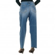 Long pants in elastic fabric with a worn and torn effect 3Y5J89-5D0UZ woman