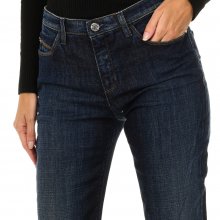 Long worn effect denim pants 6X5J85-5D0DZ woman