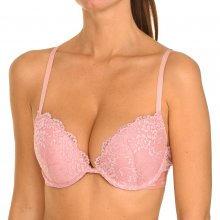 Women's bra with underwire and padded sides with rubber and lace O0BC02PZ01C