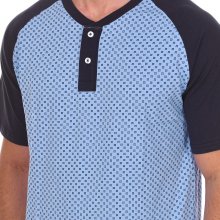 Men's Short Sleeve V-neck Buttoned Pajamas JJBCH5101