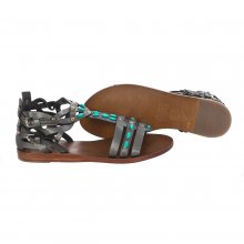 Woman leather wedge sandal