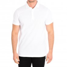 Short sleeve polo shirt with lapel collar WHITE man