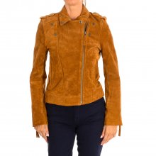 Women's short long sleeve leather jacket 9066