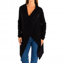 Knitted cardigan with front safety pin closure 8474 woman