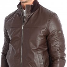 Leather jacket with stand-up collar RML001-LT103 man