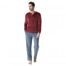 Men's Long Sleeve Pajamas with Mandarin Collar JJBDP5400