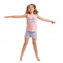 Girl's pajamas with straps and round neck DH1301