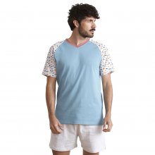Men's short-sleeved V-neck pajamas JJBEH5102