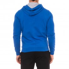 Long-sleeved sweatshirt with round neck, hood and zipper 63633 man