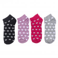 Pack of 4 women's ankle socks, women's short socks, cotton, printed.