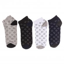 Pack of 4 men's ankle socks, men's short socks, cotton, printed.