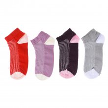 Pack of 4 women's ankle socks, women's short socks, cotton, printed.